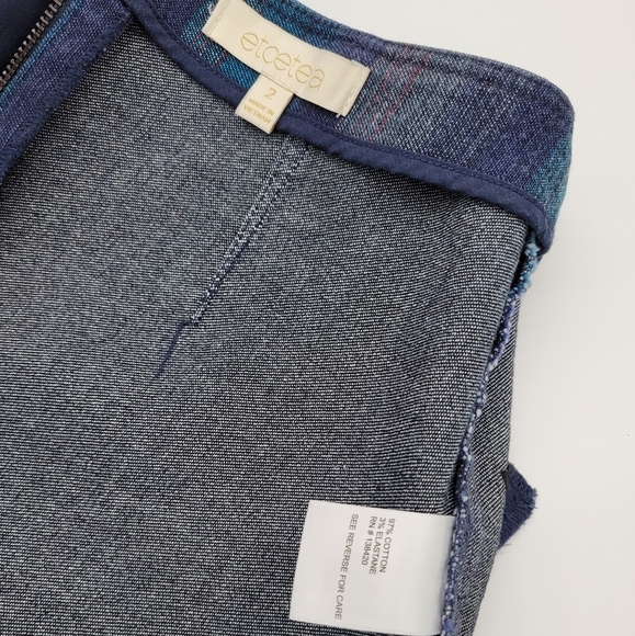 Etcetera Denim Blue Strip Retro Skirt Knee Length - Picture 12 of 15